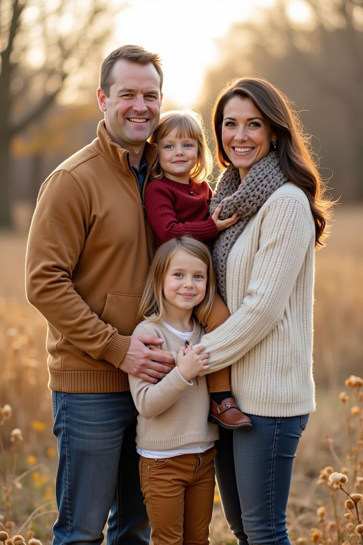 A family standing together outdoors